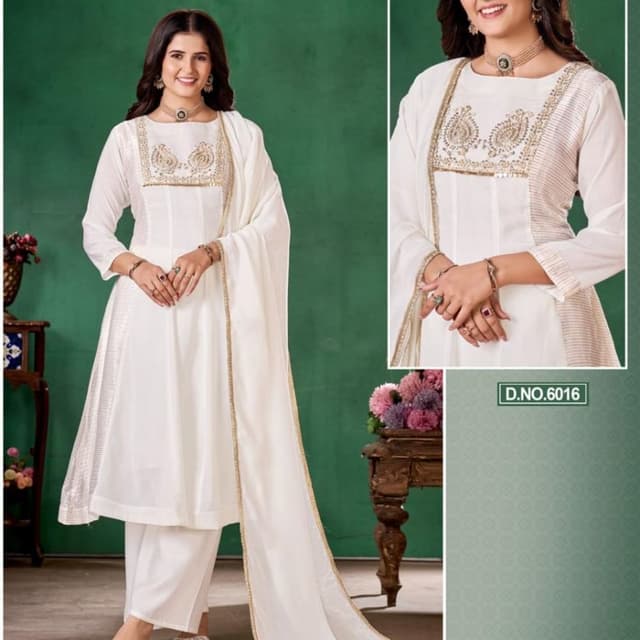 Off-white, Gold, Metallic Salwar Kameez Set