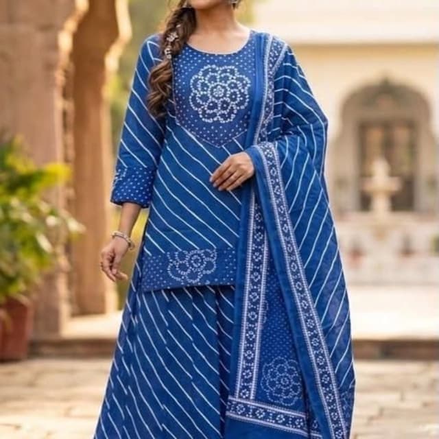 Royal Blue and White Sharara Set