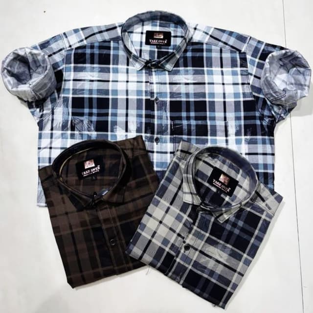 Blue/White/Black, Brown/Black, Grey/Black/White Shirt