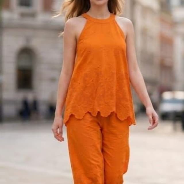 Bright Orange Co-ord Set (Top and Trousers)