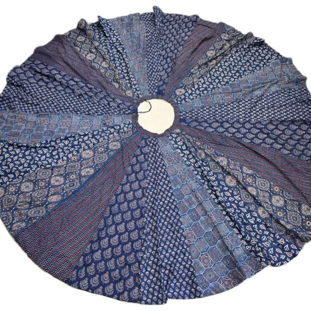Indigo blue, white, and hints of muted red/brown Lehenga Skirt