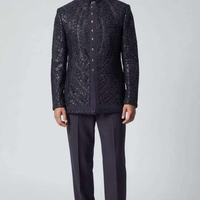 Midnight Blue, Charcoal Black Jodhpuri Suit