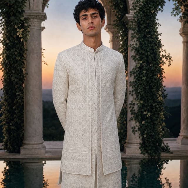 Off-white or Cream Sherwani