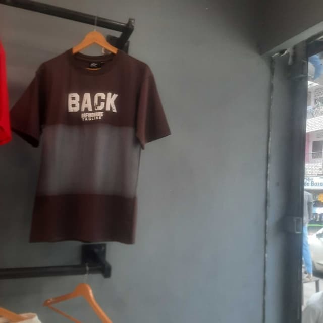 Brown and Dark Grey color-blocked design T-shirt