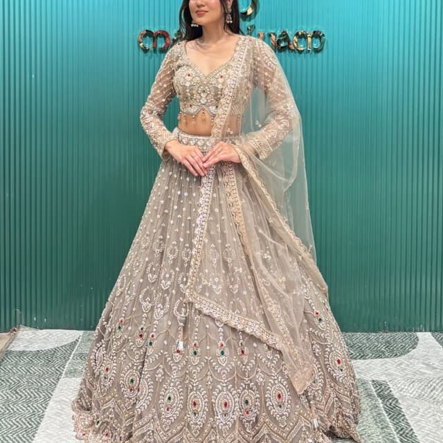 Beige, Taupe, Gold, Emerald Green, Ruby Red Lehenga Choli