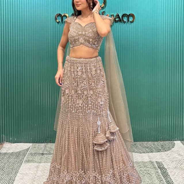Beige, Champagne, Gold Lehenga Choli