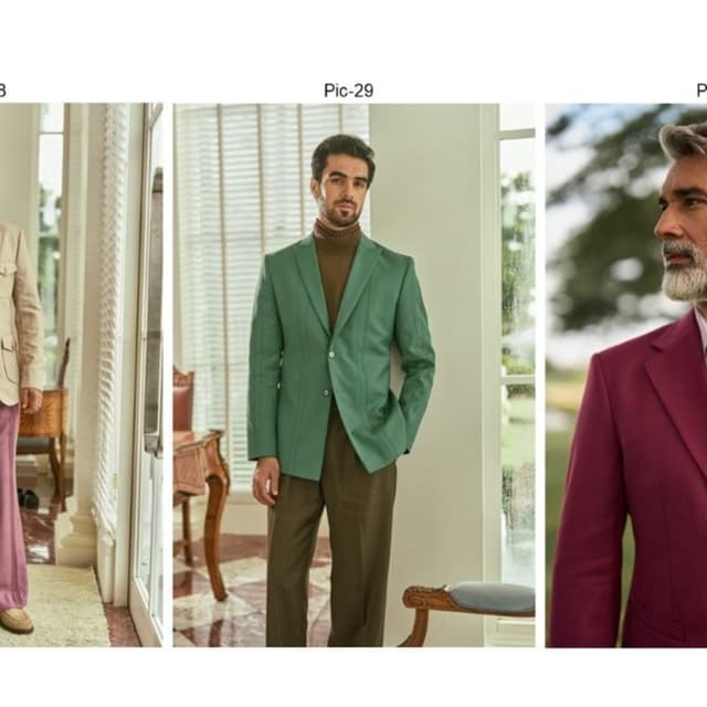 Sage Green blazer with Olive Green trousers and brown turtleneck Blazer