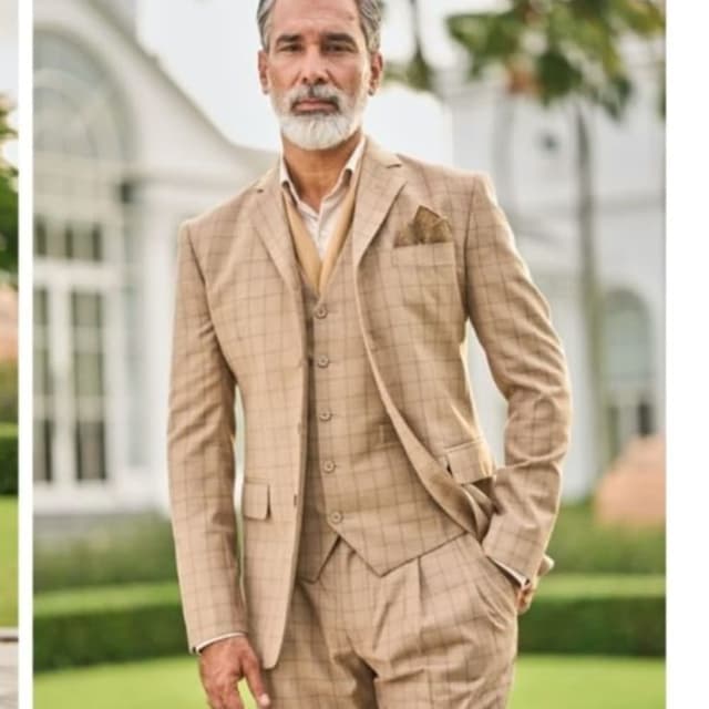 Beige, Tan, Brown Three-piece suit