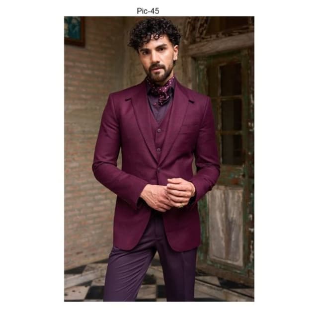 Deep Burgundy, Plum, Wine Three-piece Suit