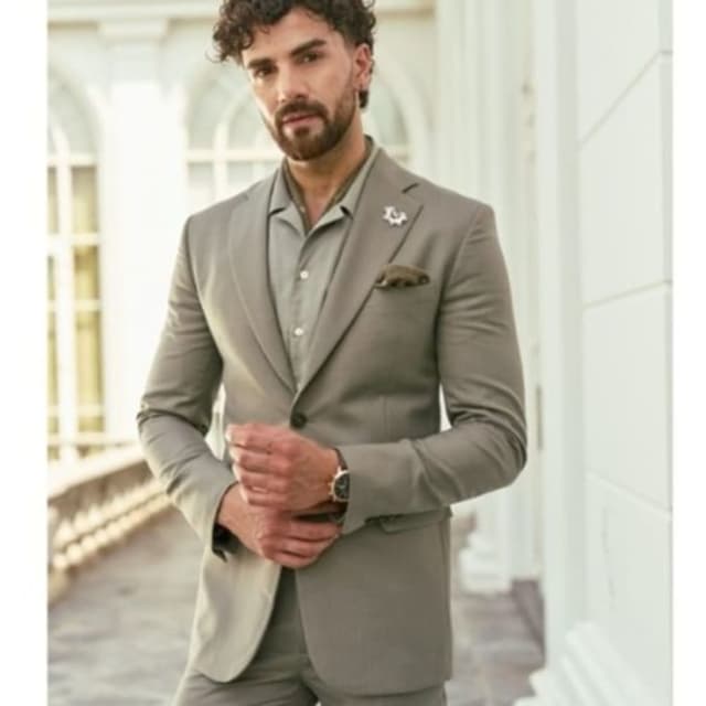 Sage green, olive green, neutral earth tones Suit