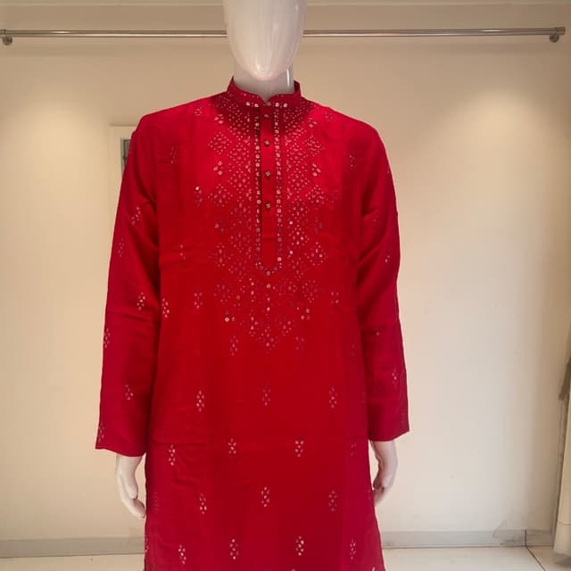 Solid Bright Red Kurta