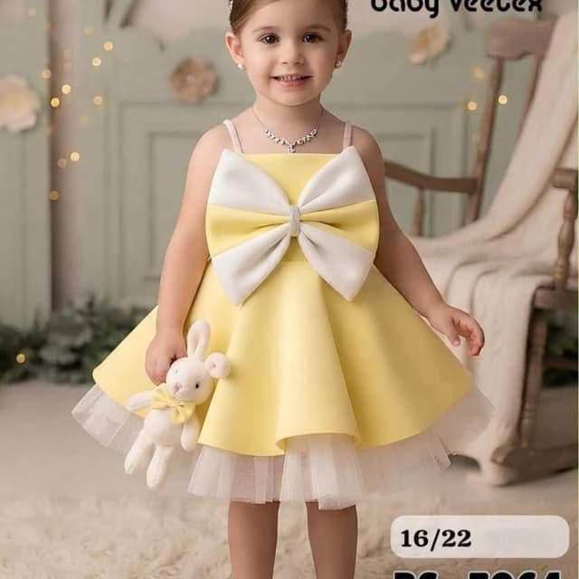 Lemon yellow and off-white Dress