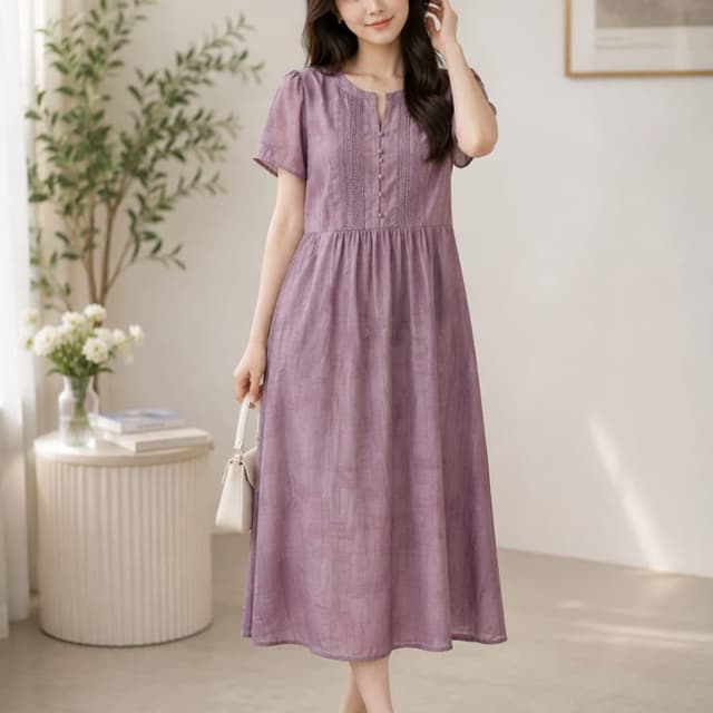 Mauve or soft dusty purple Midi Dress