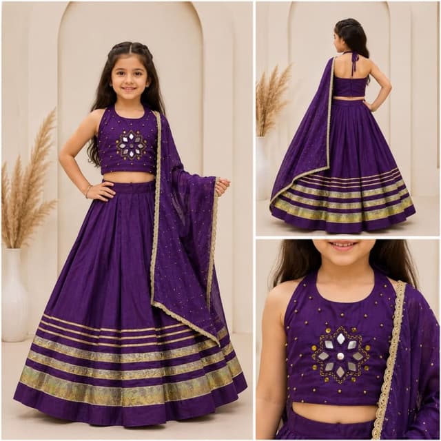 Deep Purple, Gold Lehenga Choli