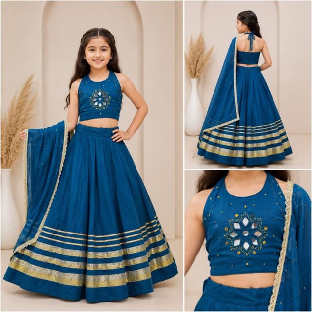 Deep blue, gold Lehenga Choli