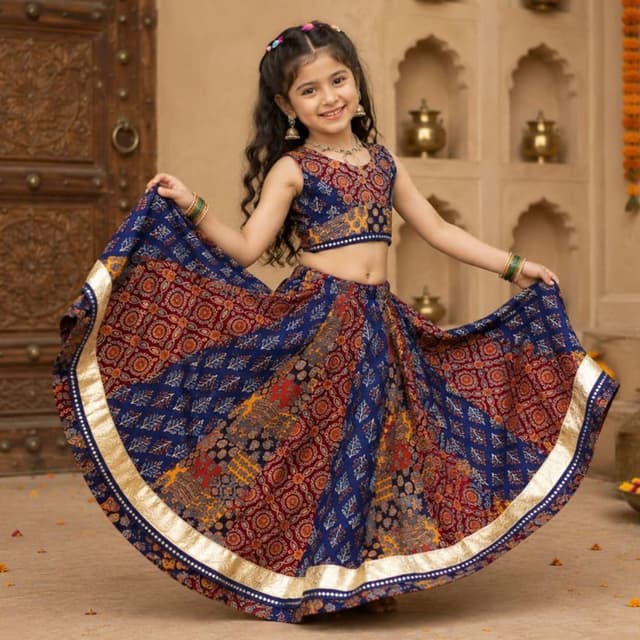 Navy Blue, Deep Red, Mustard Yellow, Gold Lehenga Choli