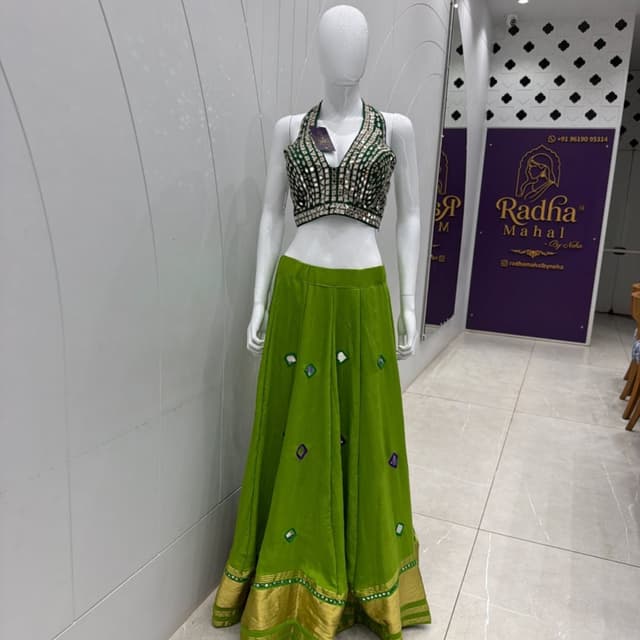 Parrot Green, Gold, Silver Lehenga Choli