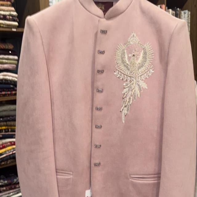 Dusty Rose, Blush Pink, Silver Jodhpuri Blazer