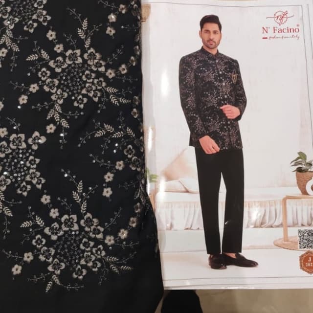 Black with silver and grey embroidery Jodhpuri Suit/Bandhgala Set