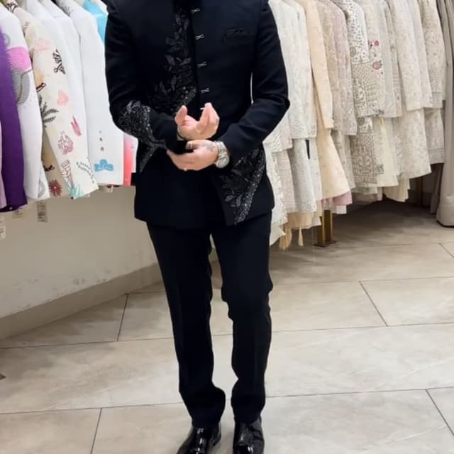Solid Black Jodhpuri Suit