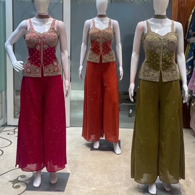 Red, Burnt Orange, Olive Green, Gold Co-ord Set (Pantsuit style)