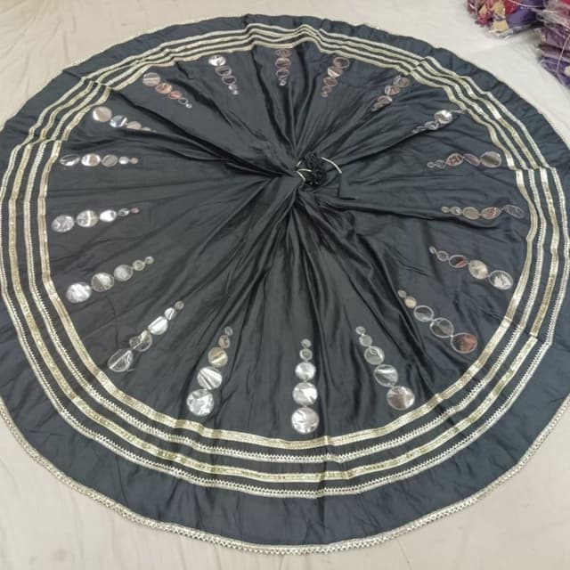 Black and Metallic Gold Lehenga Skirt