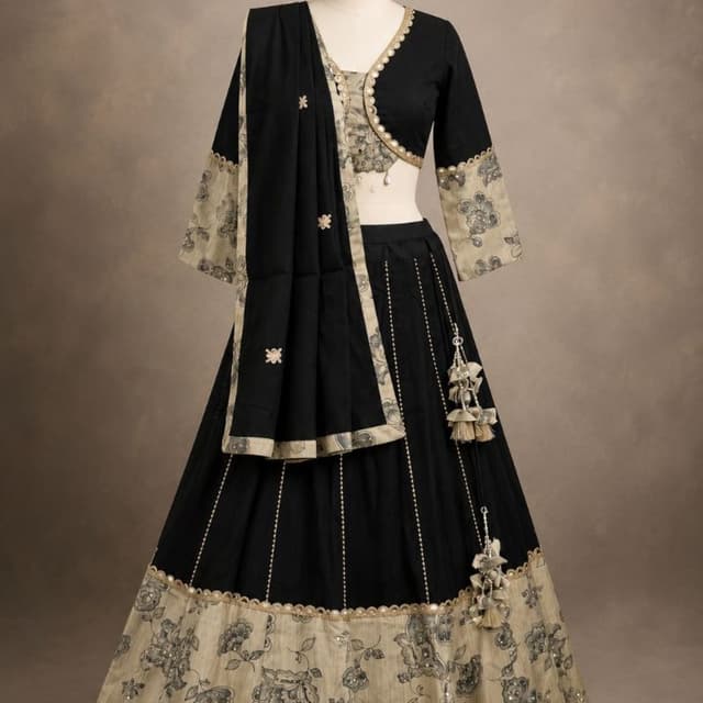 Black and Beige Lehenga Choli