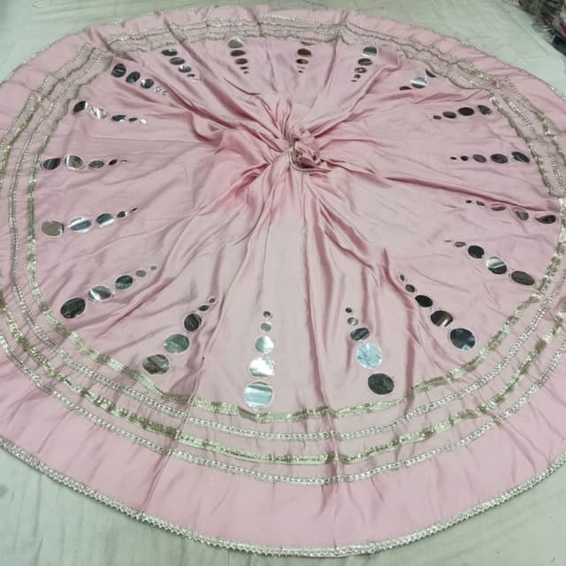 Soft pastel pink with silver metallic accents Lehenga skirt