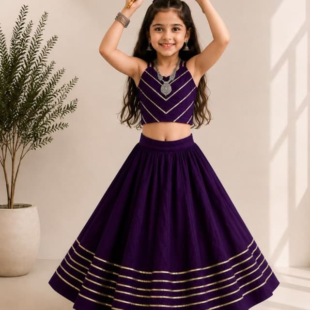 Deep purple and gold Lehenga Choli