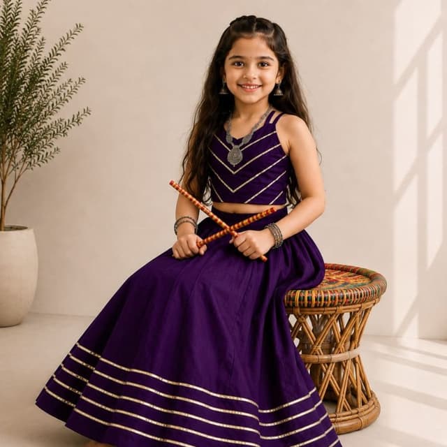 Deep Purple, Gold Lehenga Choli