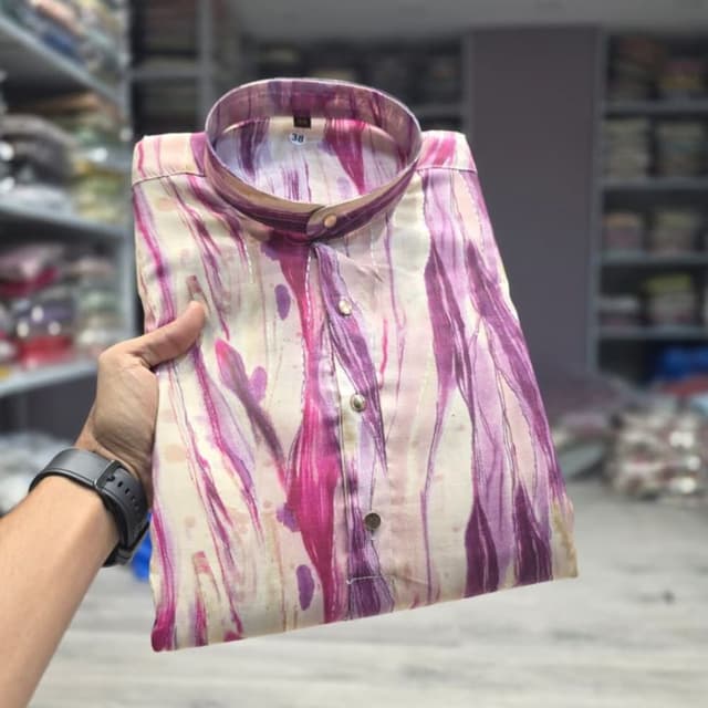 Off-white, light pink, and deep magenta Kurta