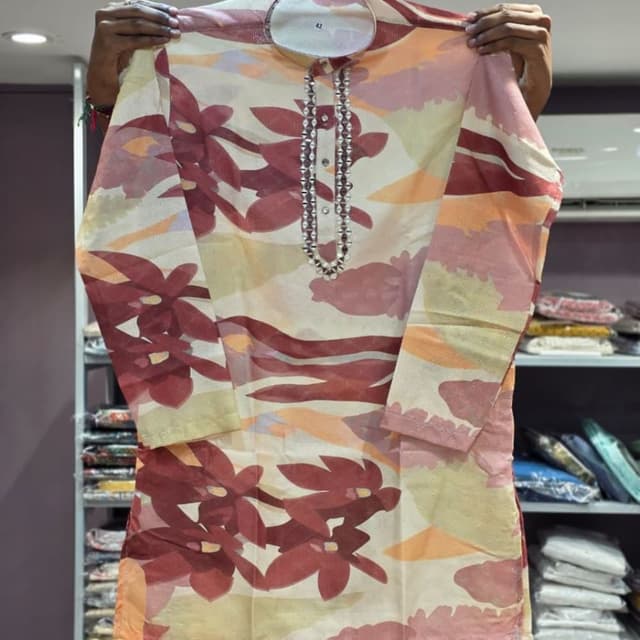 Cream, Maroon, Peach, and Orange Kurta