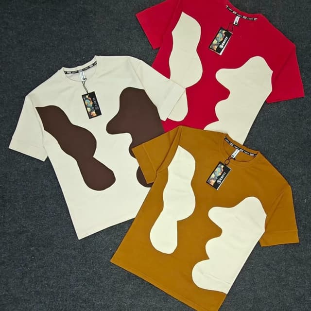 Red/Cream, Beige/Brown, Mustard/Cream T-shirt