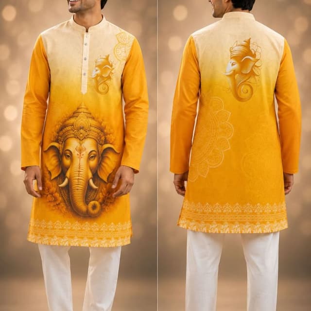 Yellow, Cream, White Kurta