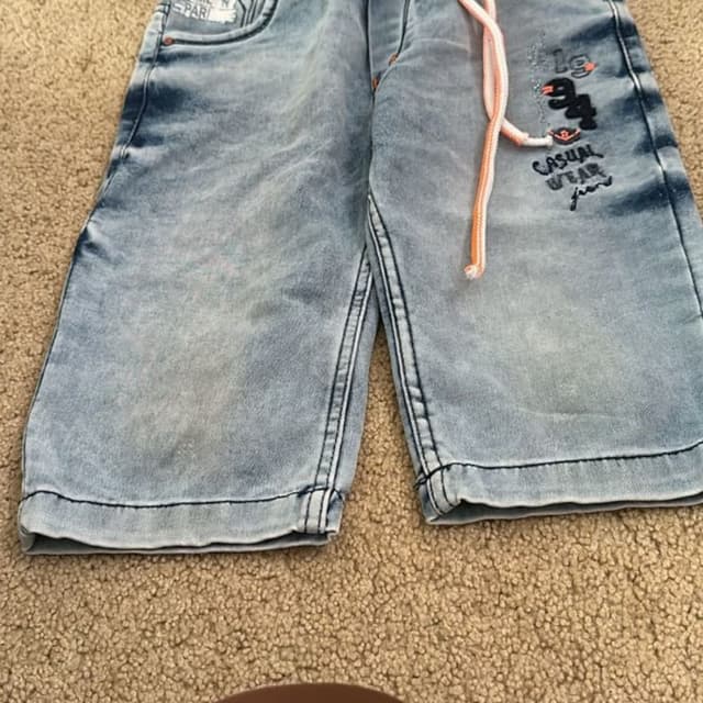 Light Blue wash with white and orange accents Shorts