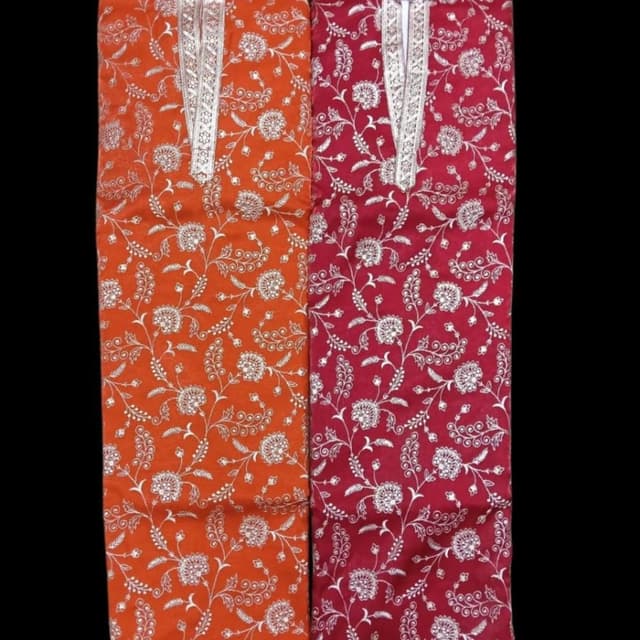Orange and Deep Red with Silver accents Kurta