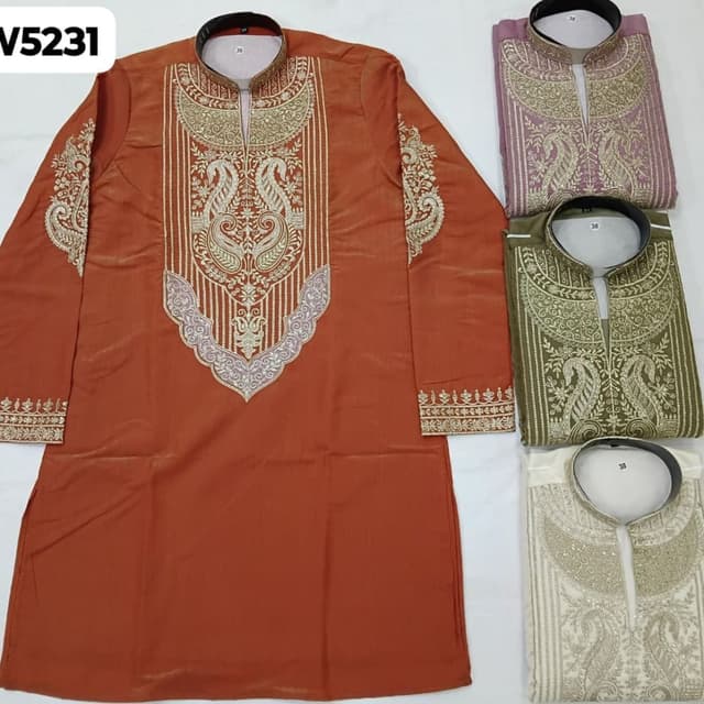 Burnt Orange, Gold, Cream Kurta