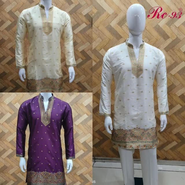 Off-white with gold accents and Deep Purple with gold accents Kurta