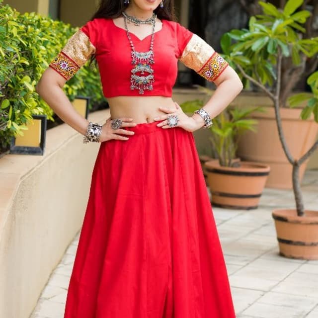 Vibrant Red with Gold and multi-color accents Lehenga Choli