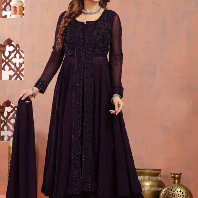 Deep Plum / Dark Purple Anarkali Suit Set