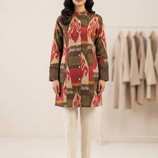 Brown, Red, Mustard, Beige Kurti