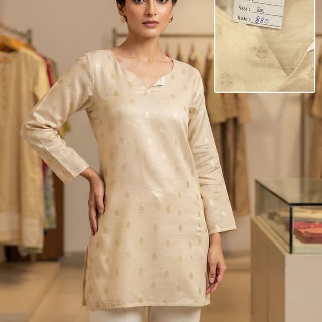Beige and Gold Kurti
