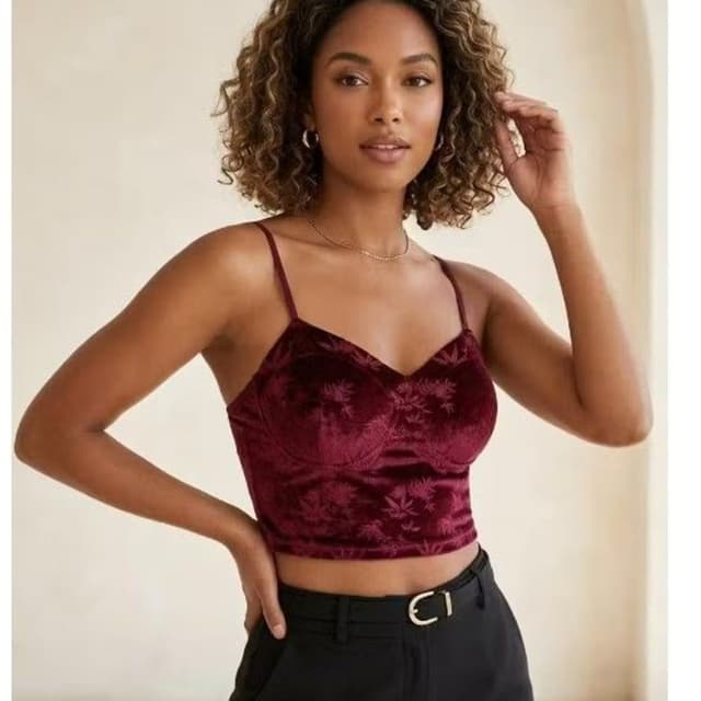 Deep Maroon or Burgundy Crop Top