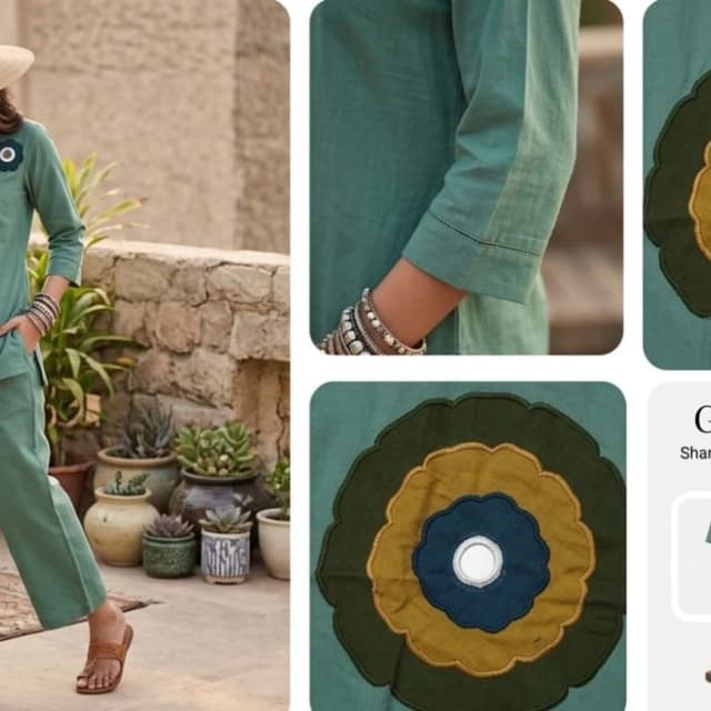 Teal, Olive Green, Mustard Yellow, Dark Blue Kurta