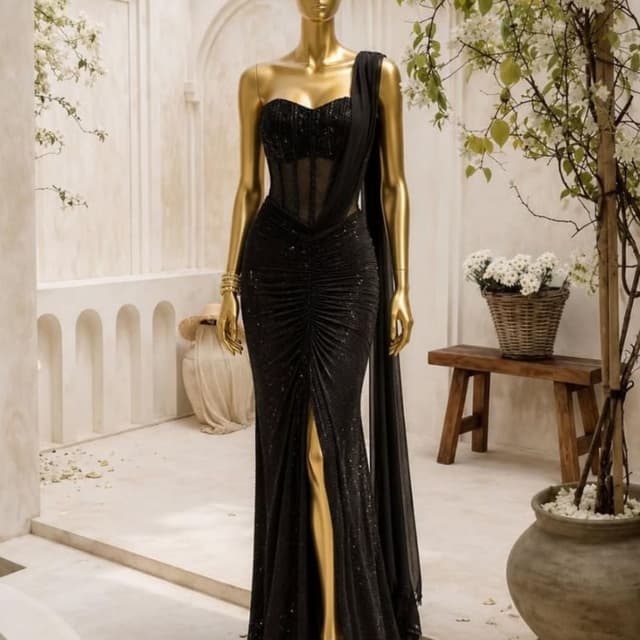 Solid Black Gown