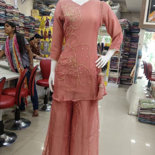 Dusty Rose, Gold Kurta and Palazzo set
