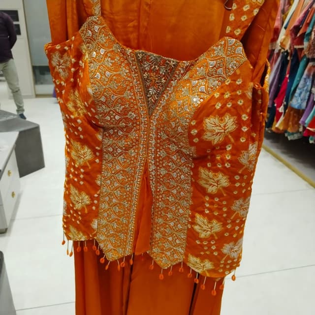 Burnt Orange with Silver accents Blouse / Kurti