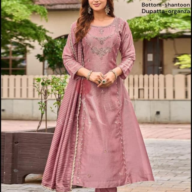 Dusty Pink, Mauve Salwar Kameez Suit