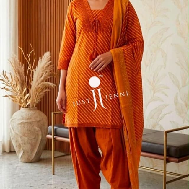 Burnt Orange, Mustard Yellow Salwar Kameez Suit