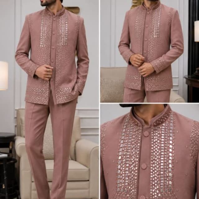 Dusty Rose, Muted Mauve Indo-Western Jodhpuri Set